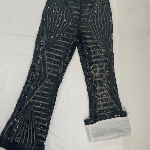 NWT Crystal Sky. Women's casual pants in black sequins, size S. Made in China. - Picture 2 of 8